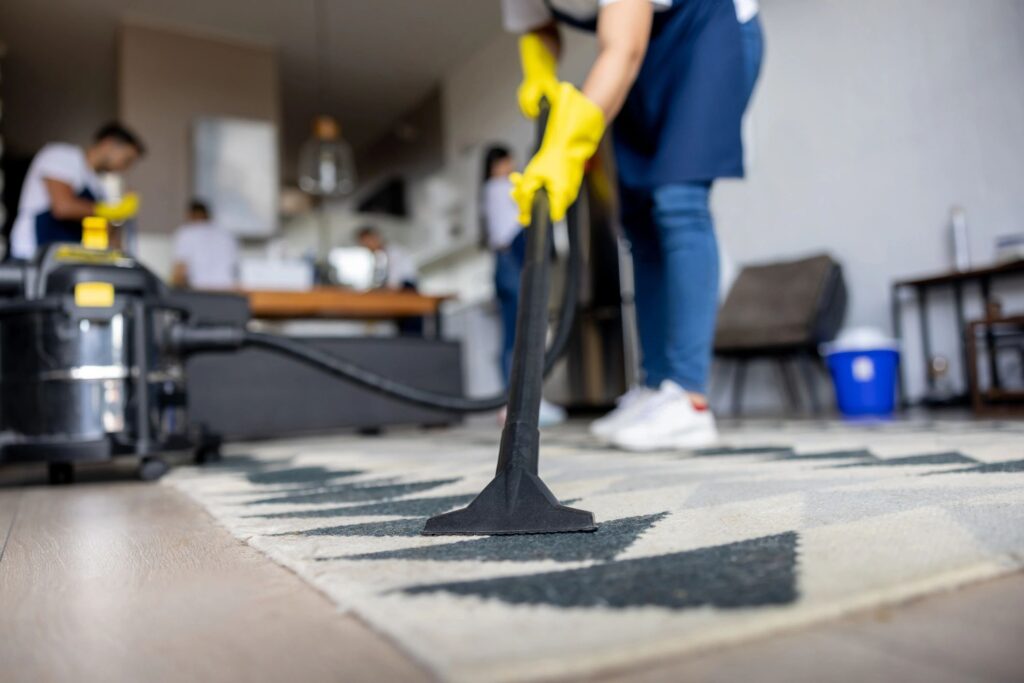 End of tenancy cleaning team in action